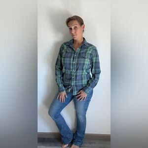 Lucky Brand Plaid Button Down Shirt Saturday Stretch Small Classic